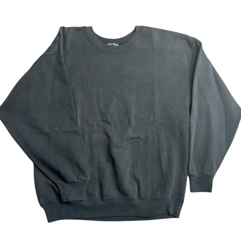 Vintage Black Faded Crewneck‎ Sweatshirt Blank Minimalist Retro Streetwear